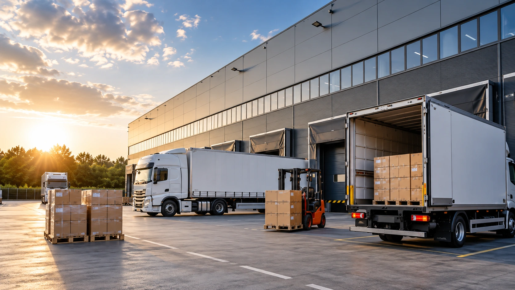 Distribution vehicles at a Malaysian loading facility